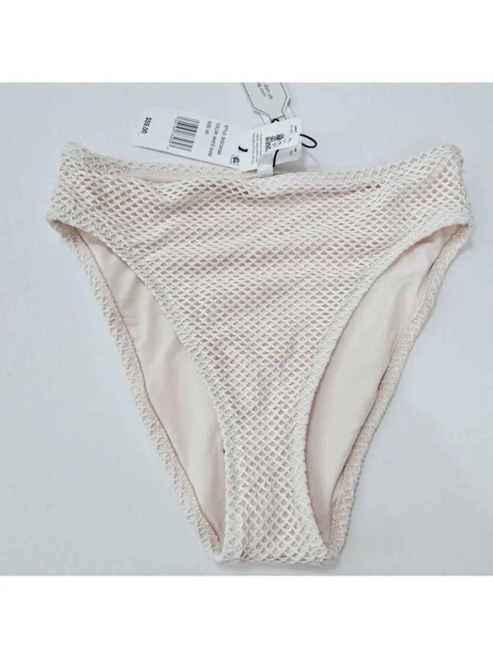 NEW‎ Sanctuary - XS Women's Mesh High-Waist Bikini Bottoms Cream